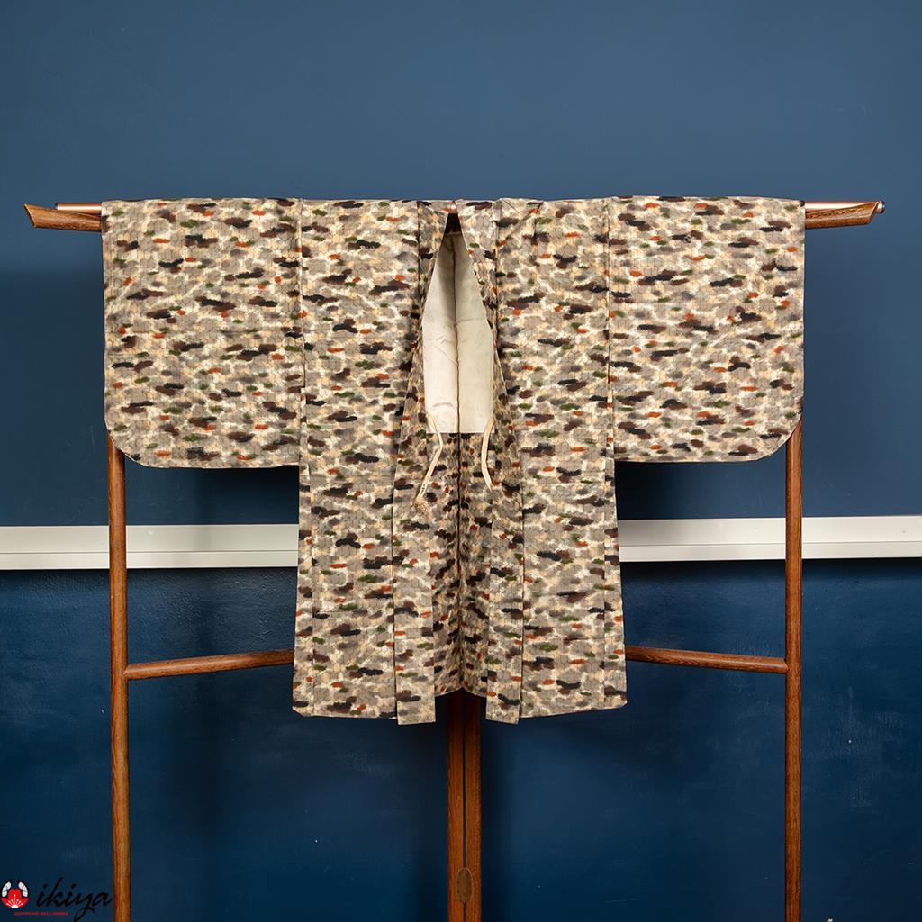 Haori da donna in seta "meisen" con fantasia multicolore