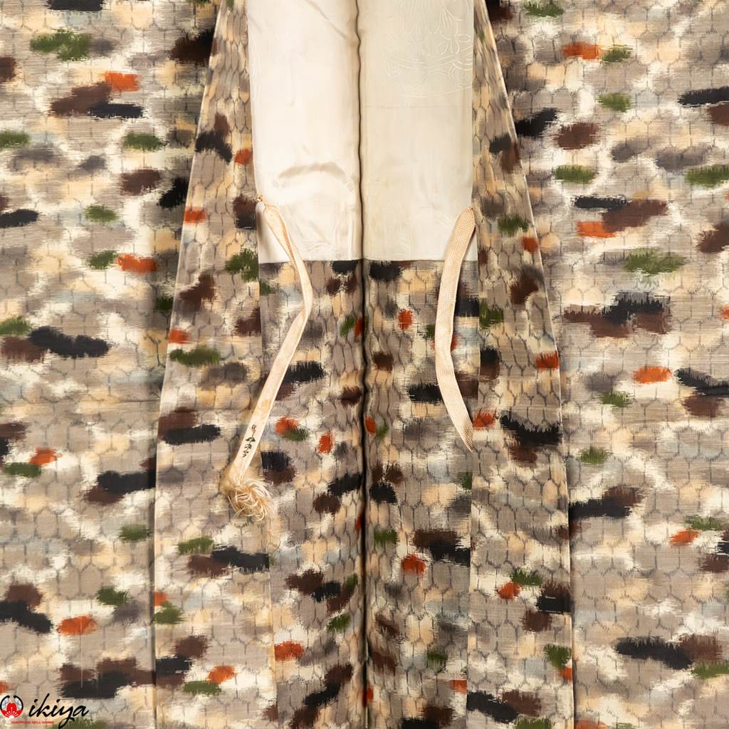 Haori da donna in seta "meisen" con fantasia multicolore