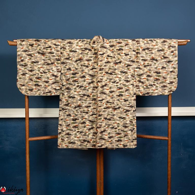 Haori da donna in seta "meisen" con fantasia multicolore