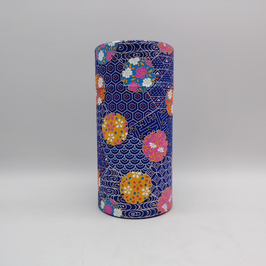 Porta tè in carta washi L - blu con motivi tradizionali
