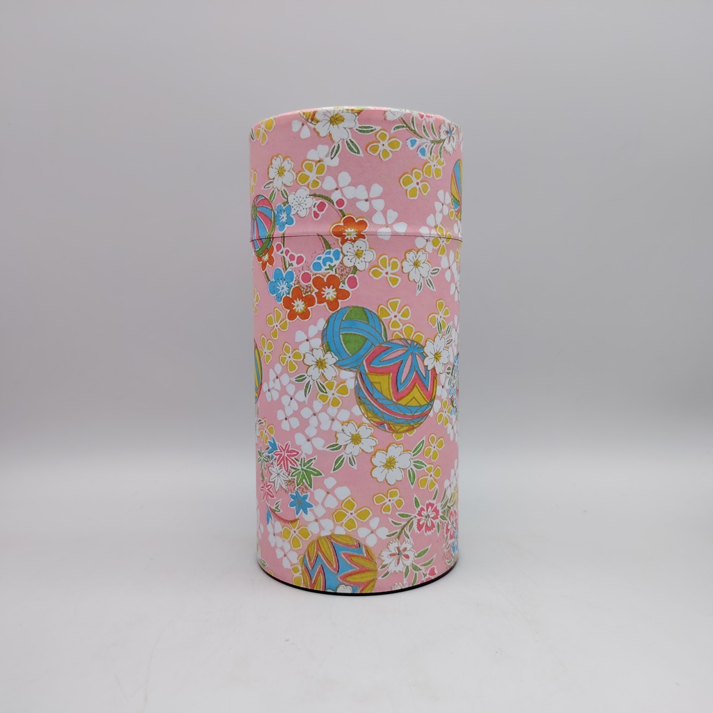Porta tè in carta washi L - rosa con fiori e temari