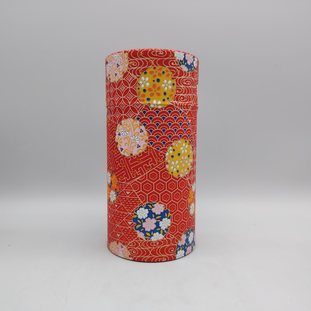 Porta tè in carta washi L - rosso con motivi tradizionali
