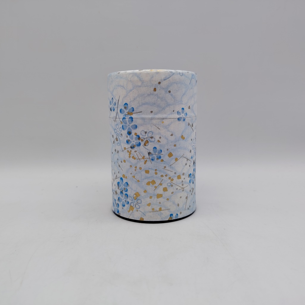 Porta tè in carta washi M - azzurro e oro con "ume"