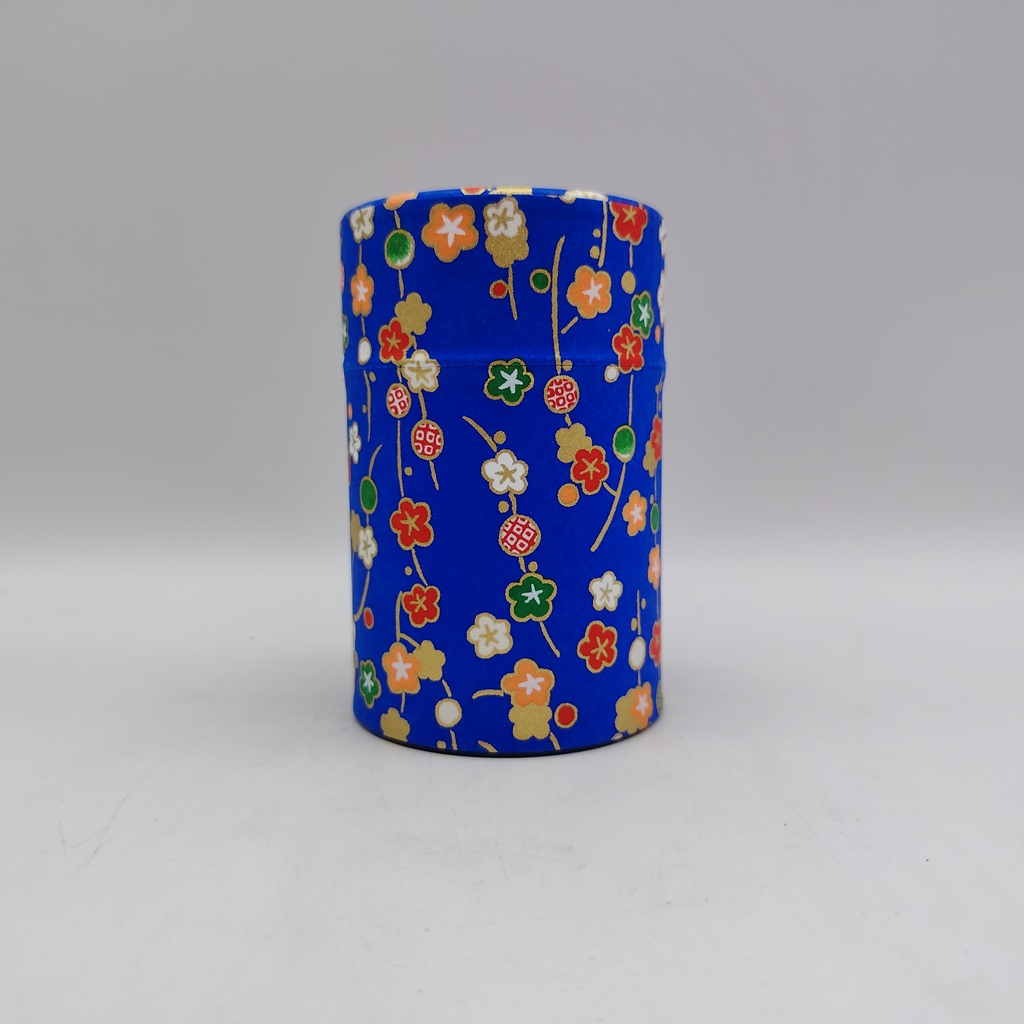 Porta tè in carta washi M - blu con fiori di pruno colorati