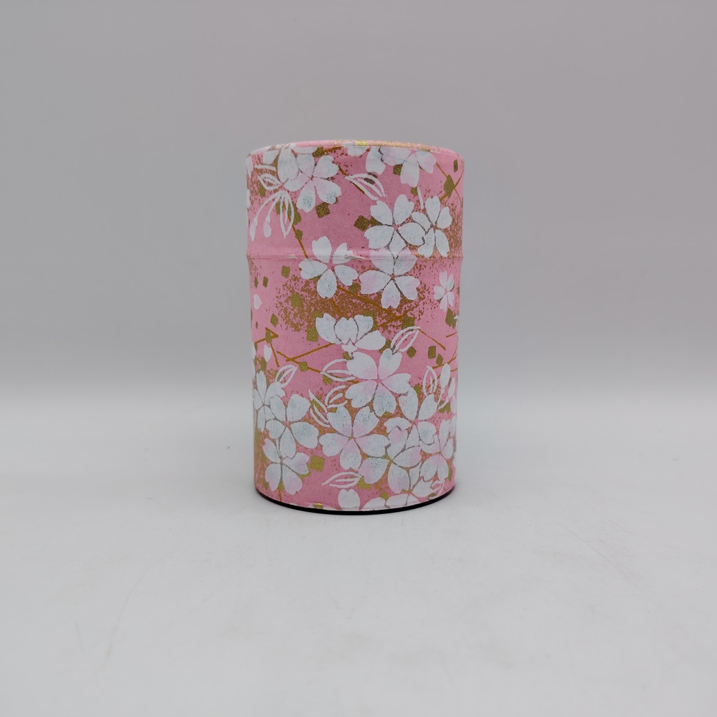 Porta tè in carta washi M - rosa e oro con sakura bianchi