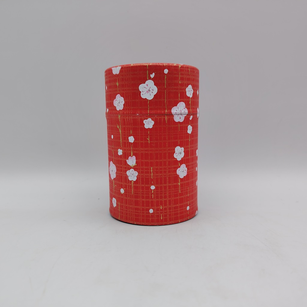 Porta tè in carta washi M - rosso con fiori di "ume"