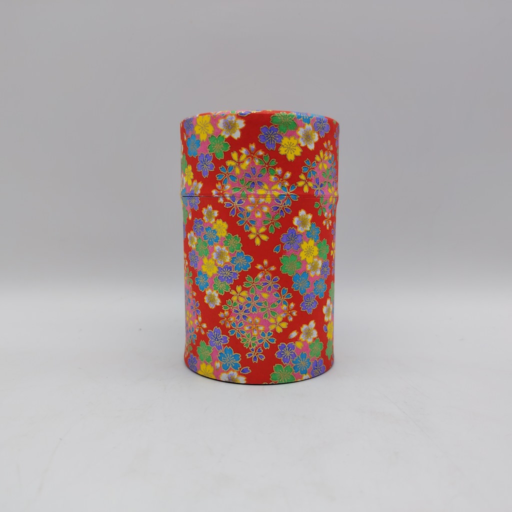 Porta tè in carta washi M - rosso con sakura colorati