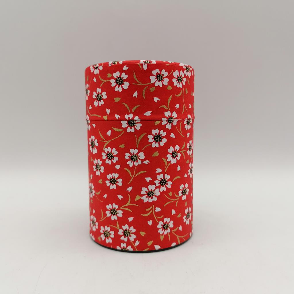 Porta tè in carta washi M - rosso con fiori di ciliegio