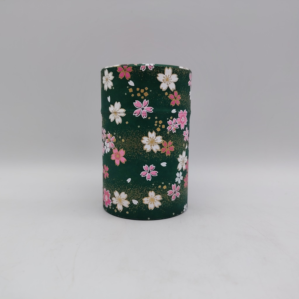Porta tè in carta washi M - verde scuro con sakura