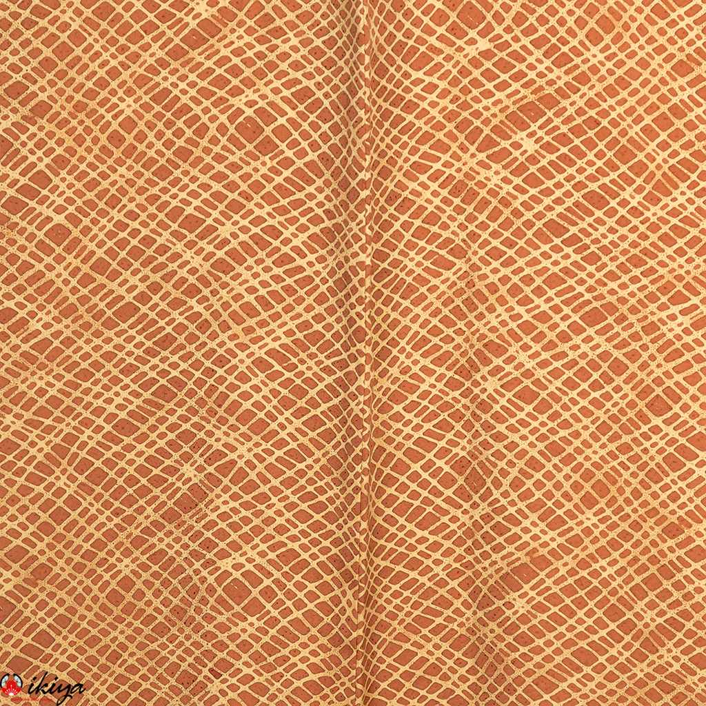 Haori da donna in raso di seta marrone/giallo