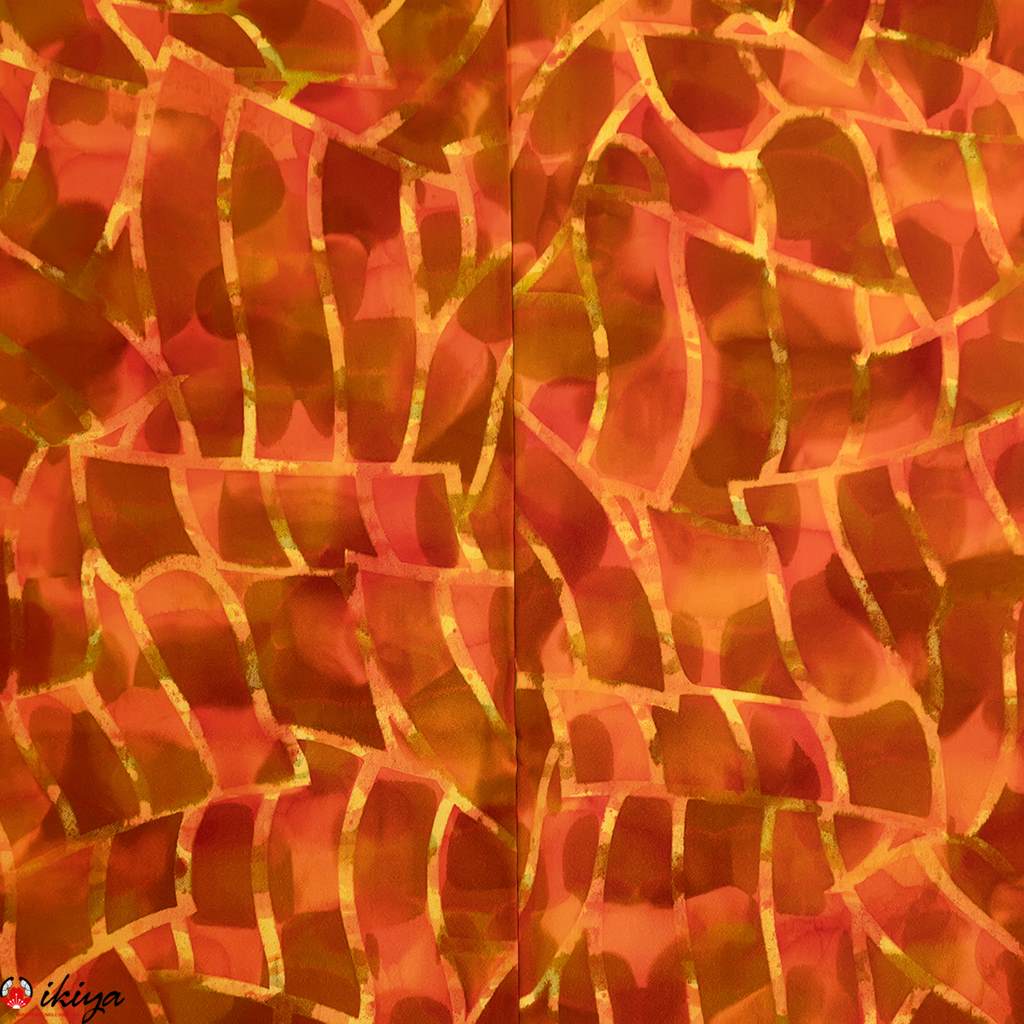 Haori da donna in seta arancione con effetto sfumato