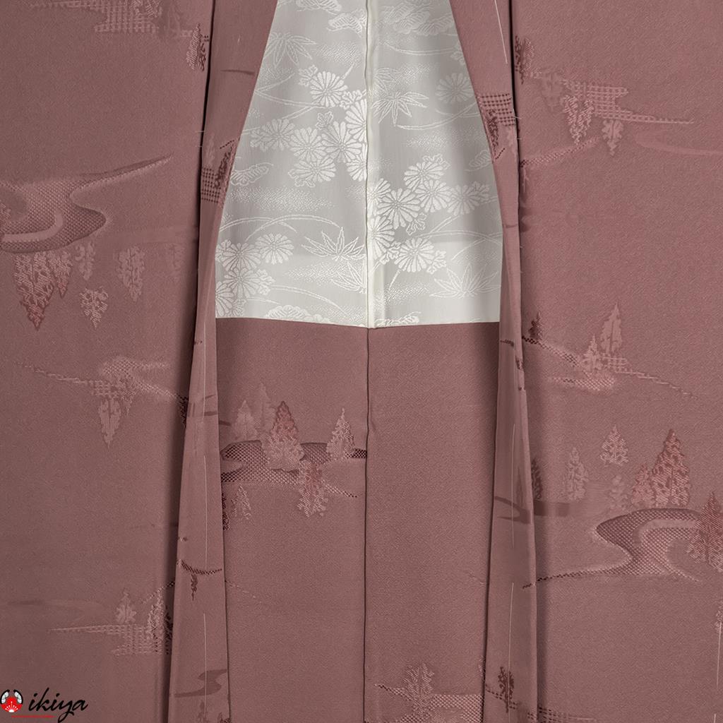 Haori da donna in seta "rinzu" violetta con alberi