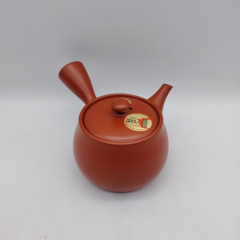 Teiera giapponese "kyusu" in ceramica rossa dalla forma a goccia