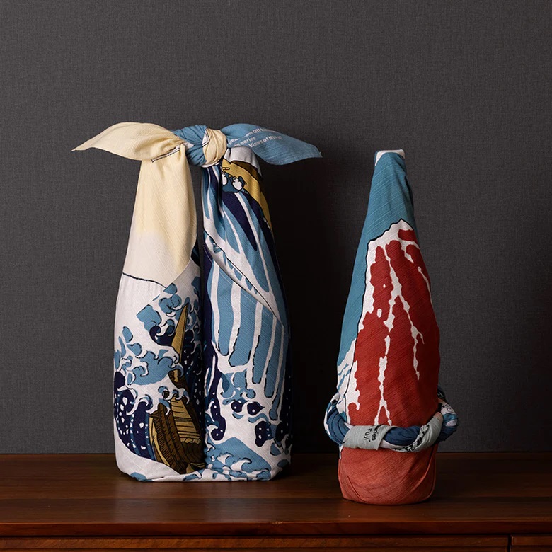 Furoshiki Ukiyo-e Hokusai "Il Fuji rosso" 70cm - immagine 3
