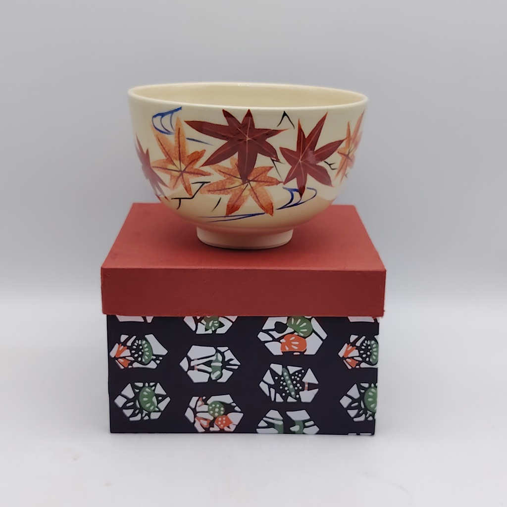 Chawan in ceramica Kyoyaki "Momiji e onde" - immagine 2