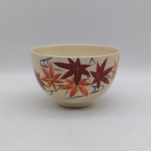 Chawan in ceramica Kyoyaki "Momiji e onde"