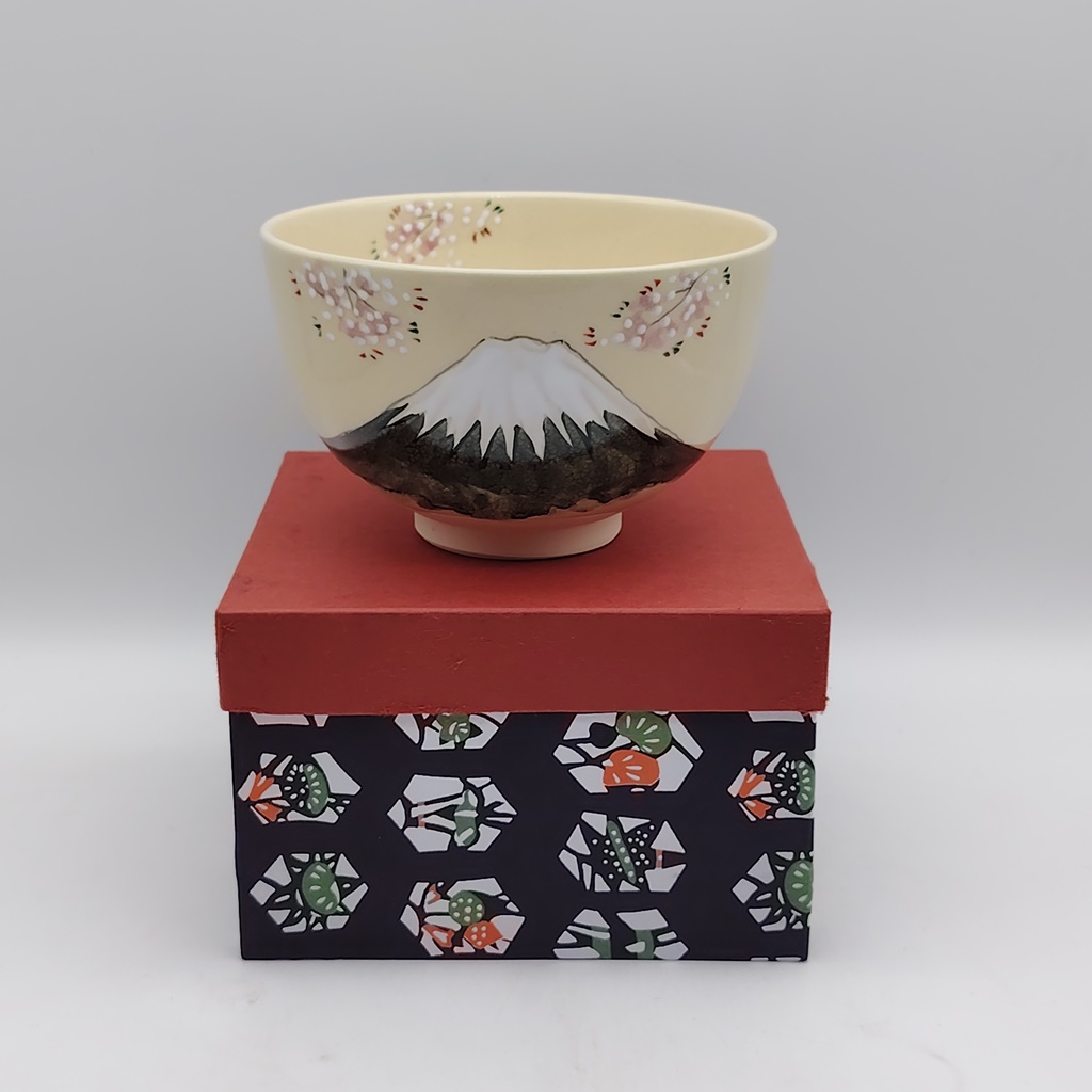 Chawan in ceramica Kyoyaki "Monte Fuji e Sakura" - immagine 2