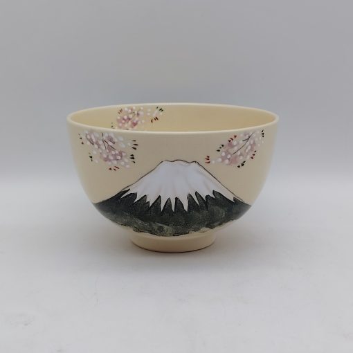 Chawan in ceramica Kyoyaki "Monte Fuji e Sakura"