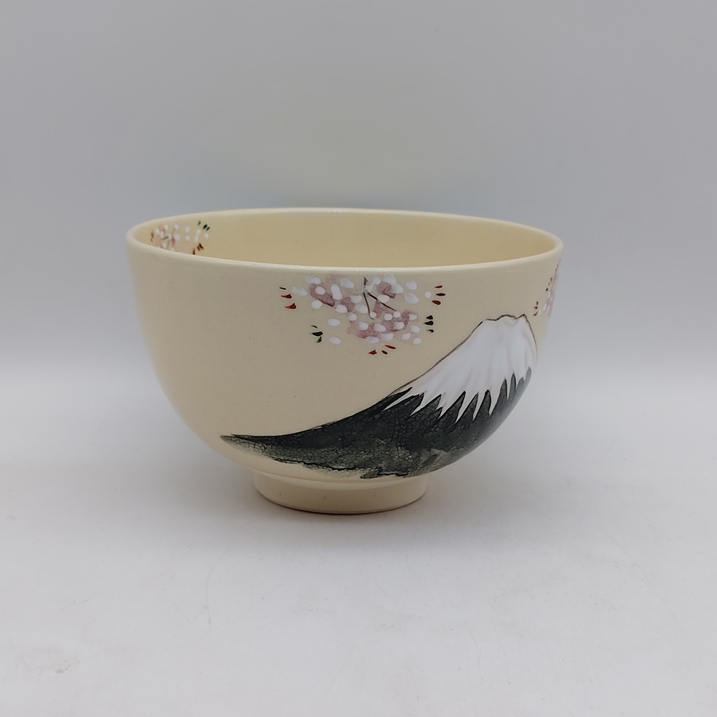 Chawan in ceramica Kyoyaki "Monte Fuji e Sakura" - immagine 3