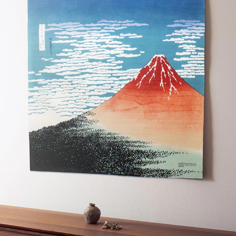 Furoshiki Ukiyo-e Hokusai "Il Fuji rosso" 104cm - immagine 5