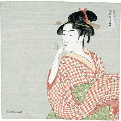 Furoshiki Ukiyo-e Utamaro "Donna che suona uno strumento in vetro" - 70cm