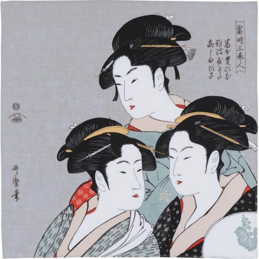 Furoshiki Ukiyo-e Utamaro "Tre bellezze dell'epoca moderna" 48cm