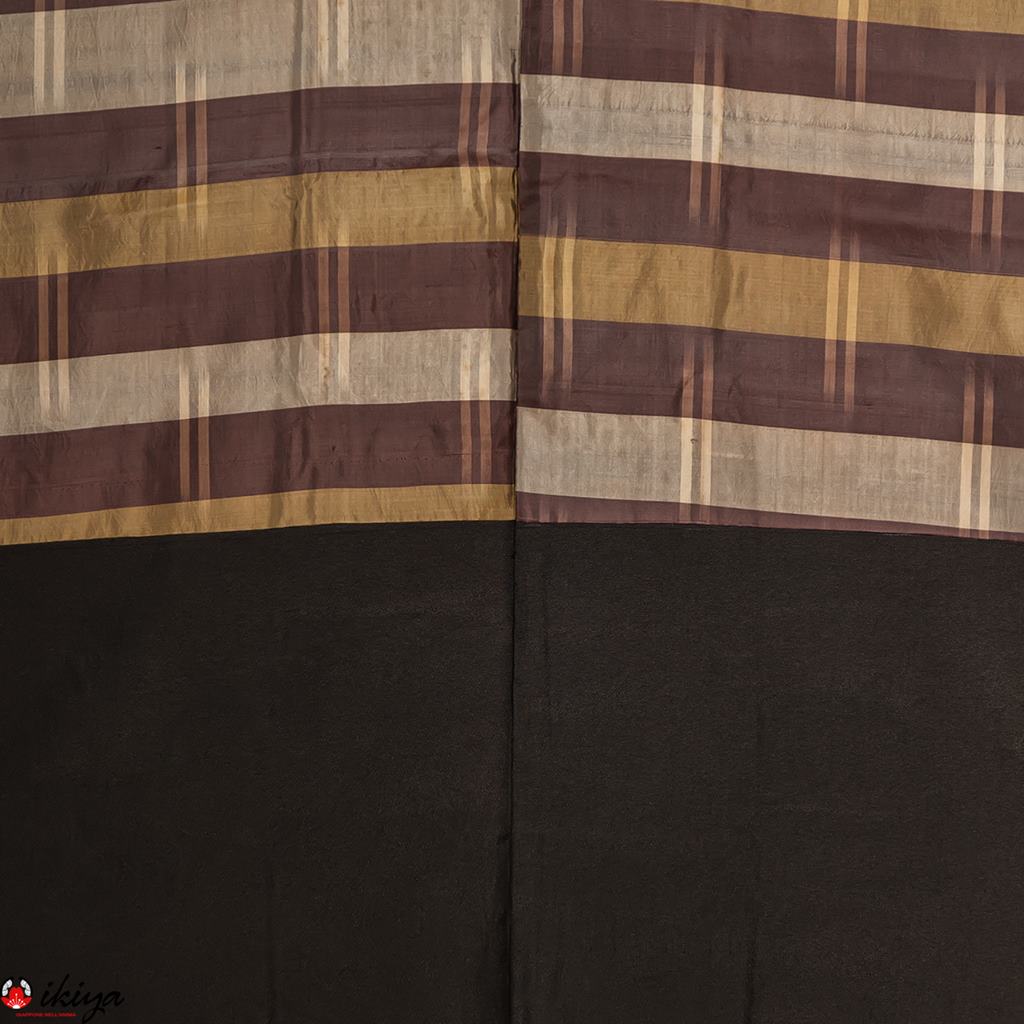 Haori da uomo in seta nera con fodera a righe - immagine 2