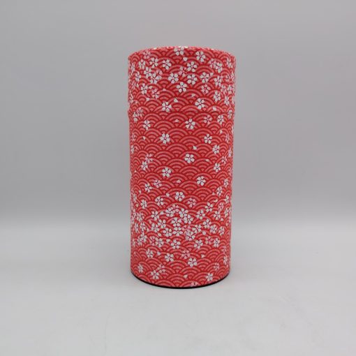 Porta tè in carta washi L - rosso con onde e sakura