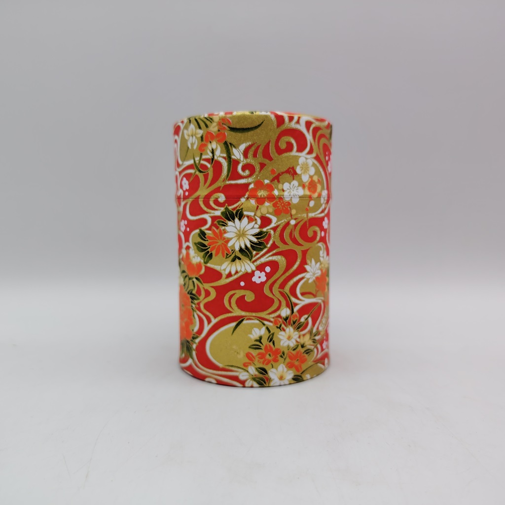 Porta tè in carta washi M - rosso con onde e fiori