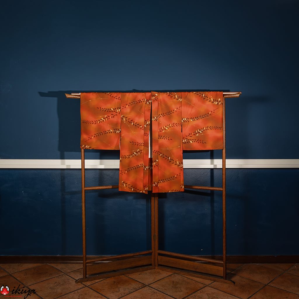 Women's gray silk haori with small floral pattern (Copia) (Copia) (Copia) (Copia) (Copia)