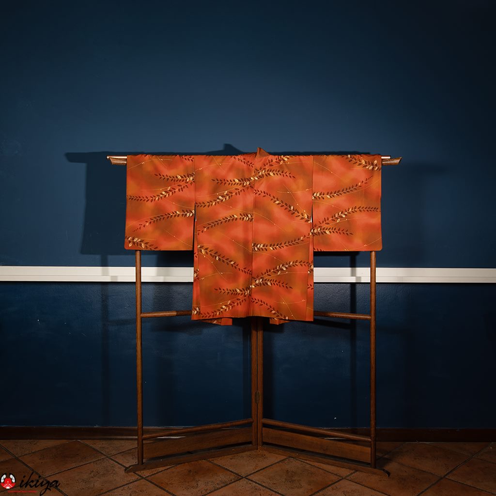 Women's gray silk haori with small floral pattern (Copia) (Copia) (Copia) (Copia) (Copia) - Image 2