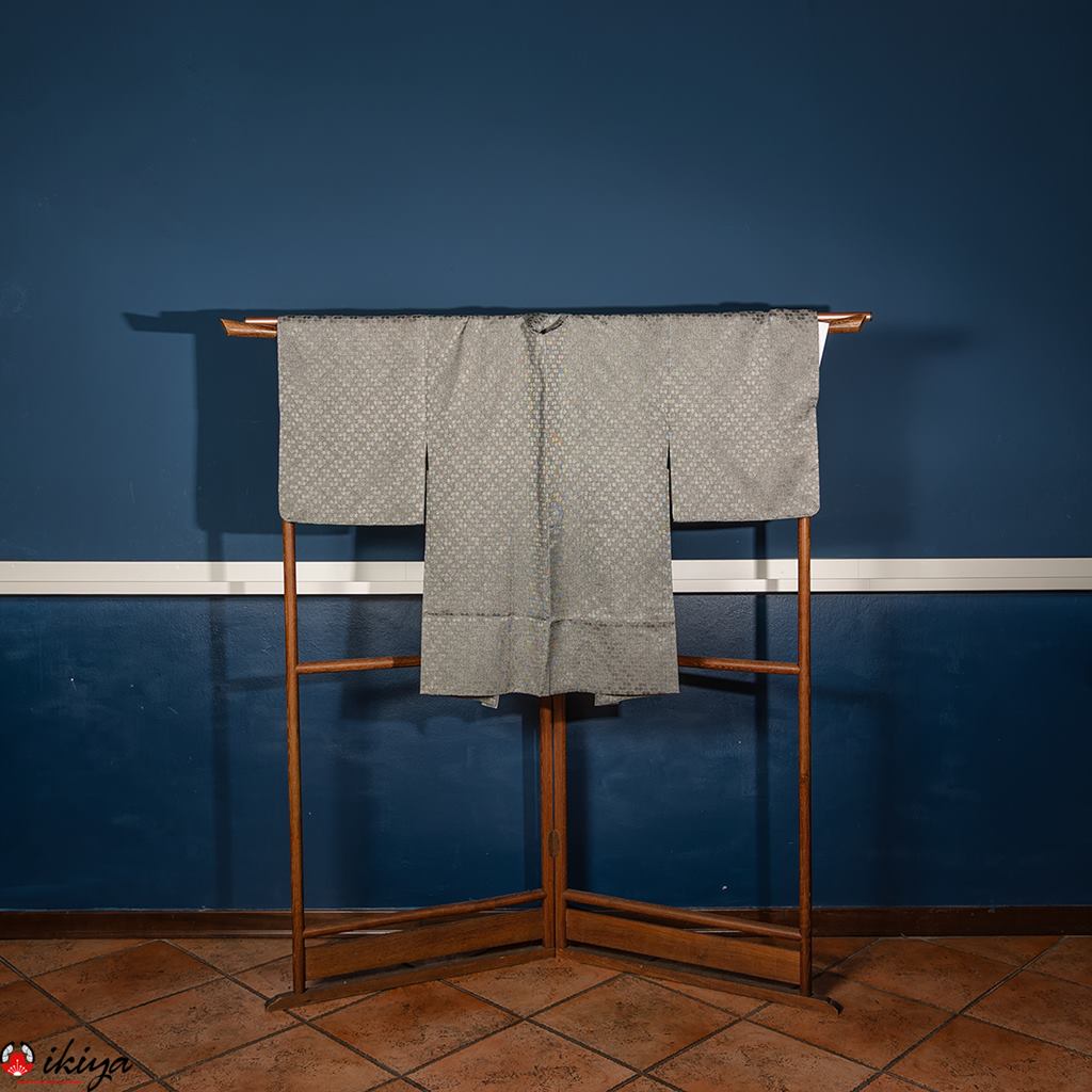 Women's gray silk haori with small floral pattern (Copia) (Copia) (Copia) (Copia) - Image 2
