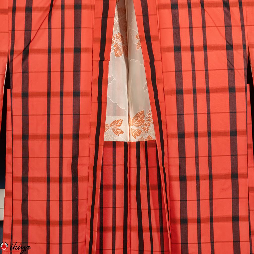 Haori vintage in seta color salmone a righe - immagine 4