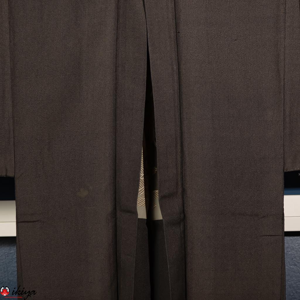 Kimono vintage da uomo in seta nera con motivo paesaggio
